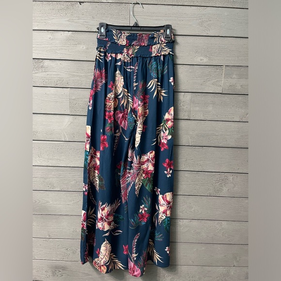 Patrons of Peace Pants - Patrons of Peace Navy Tropical Wide Leg Pants Sz Medium